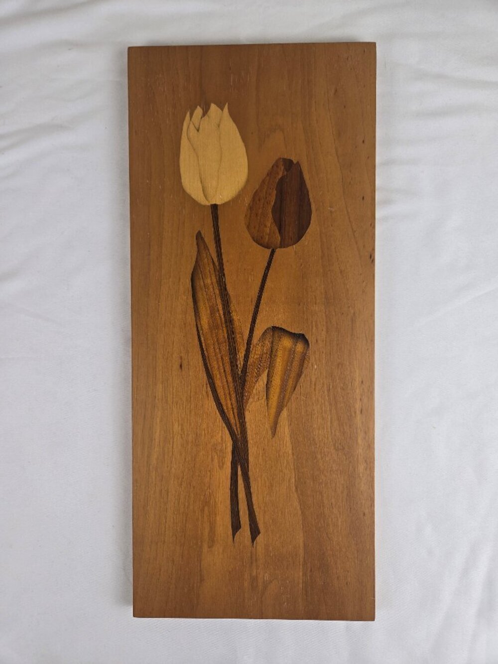 Vintage Heiko Tulip Marquestry Wood Inlay Wall Art Artist Signed Collectible